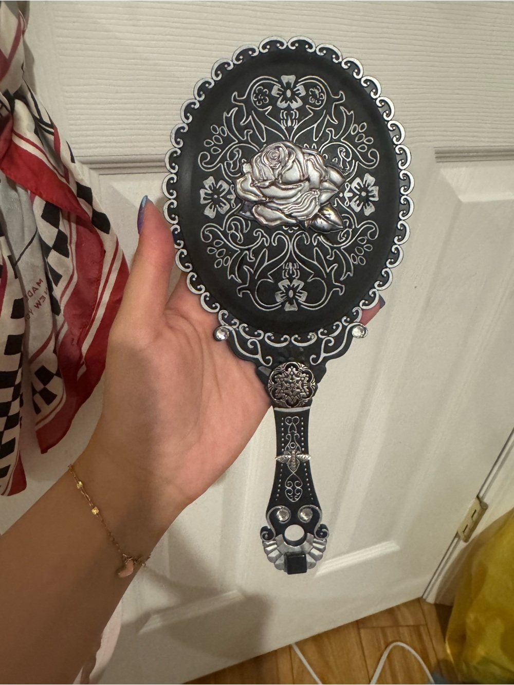 Gothic Silver Rose Handmade black/silver mirror